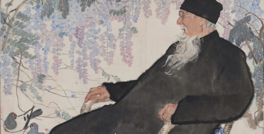 3 齐白石像 李斛 纸本设色 1963年 70×115cm 中国美术馆藏 Portrait de Qi Baishi ; Li Hu, couleur sur papier, 1963, 70 × 115 cm, fonds du Musée national d’art de Chine