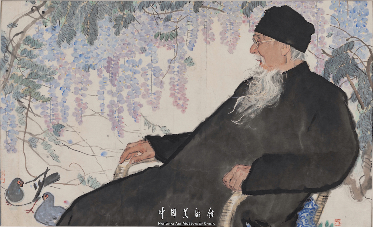 3 齐白石像 李斛 纸本设色 1963年 70×115cm 中国美术馆藏 Portrait de Qi Baishi ; Li Hu, couleur sur papier, 1963, 70 × 115 cm, fonds du Musée national d’art de Chine