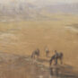 3．钟涵（1929- ） ZHONG Han 《延河饮马》 Chevaux buvant à la rivière Yan 油画 布面 85cm×75cm 1981 中国美术馆藏；2013年艺术家捐赠