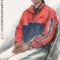 35．黄华三（1966-） HUANG Huasan 《奥运冠军高崚Olympic champion Gao Ling》 Championne olympique Gao Ling 中国画 纸本 138cm×68.5cm 2021 中国美术馆藏；2022年艺术家捐赠