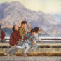 37．蔡超（1966- ）、边涛（1986-）、李鸿莉（1990-） CAI Chao, BIAN Tao, LI Hongli《高铁进山啦》 Le TGV entre en montagne 中国画 纸本210cm×360cm 2019 中国美术馆藏